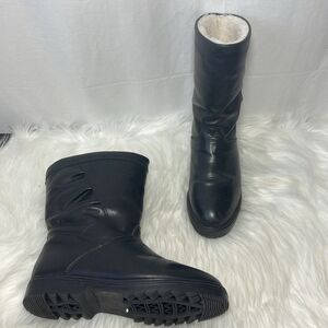 Regency R2000 Black Leather Pile Lined Booties Sz 9
